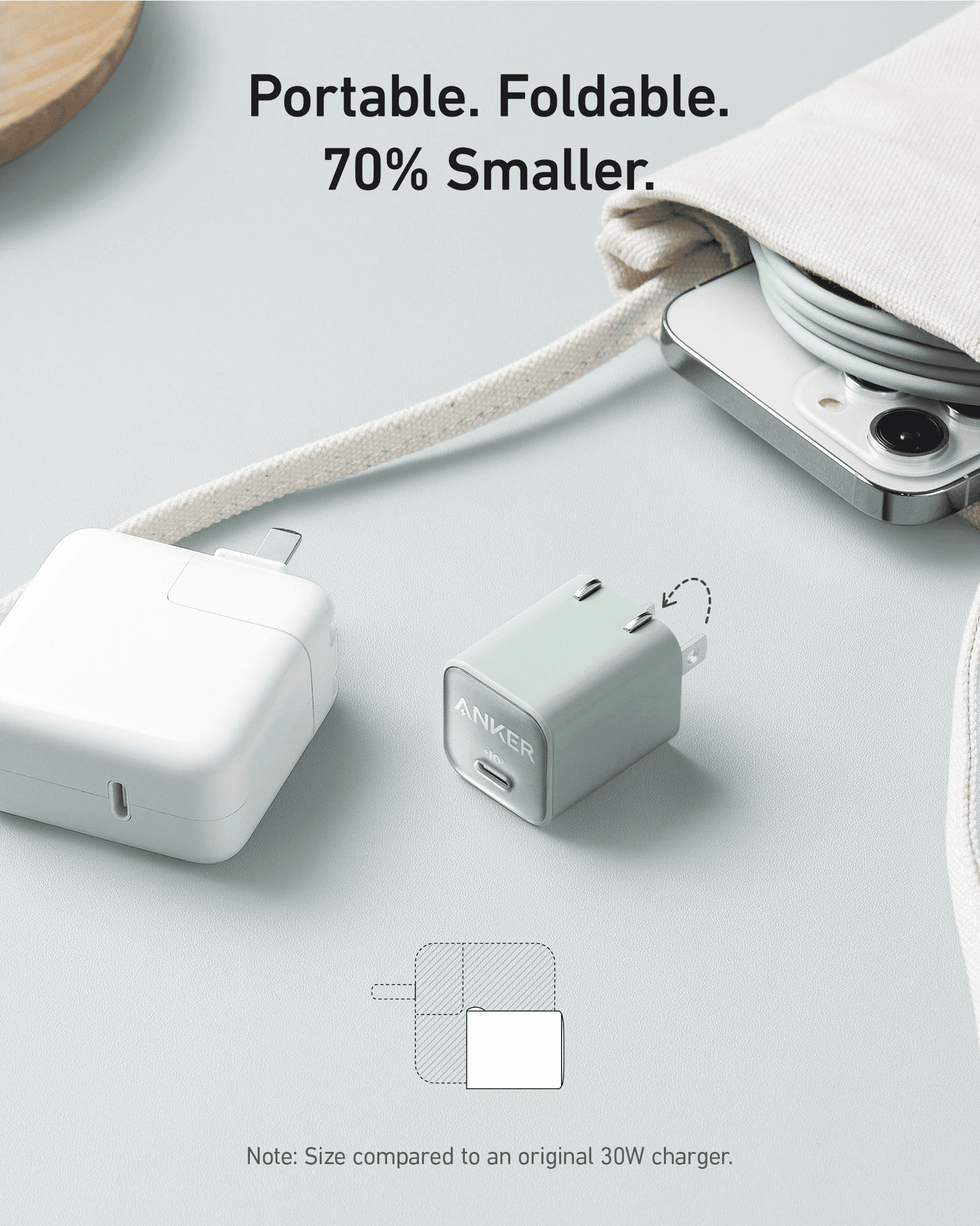 Anker 511 Nano 3 30W USB-C charger on white background