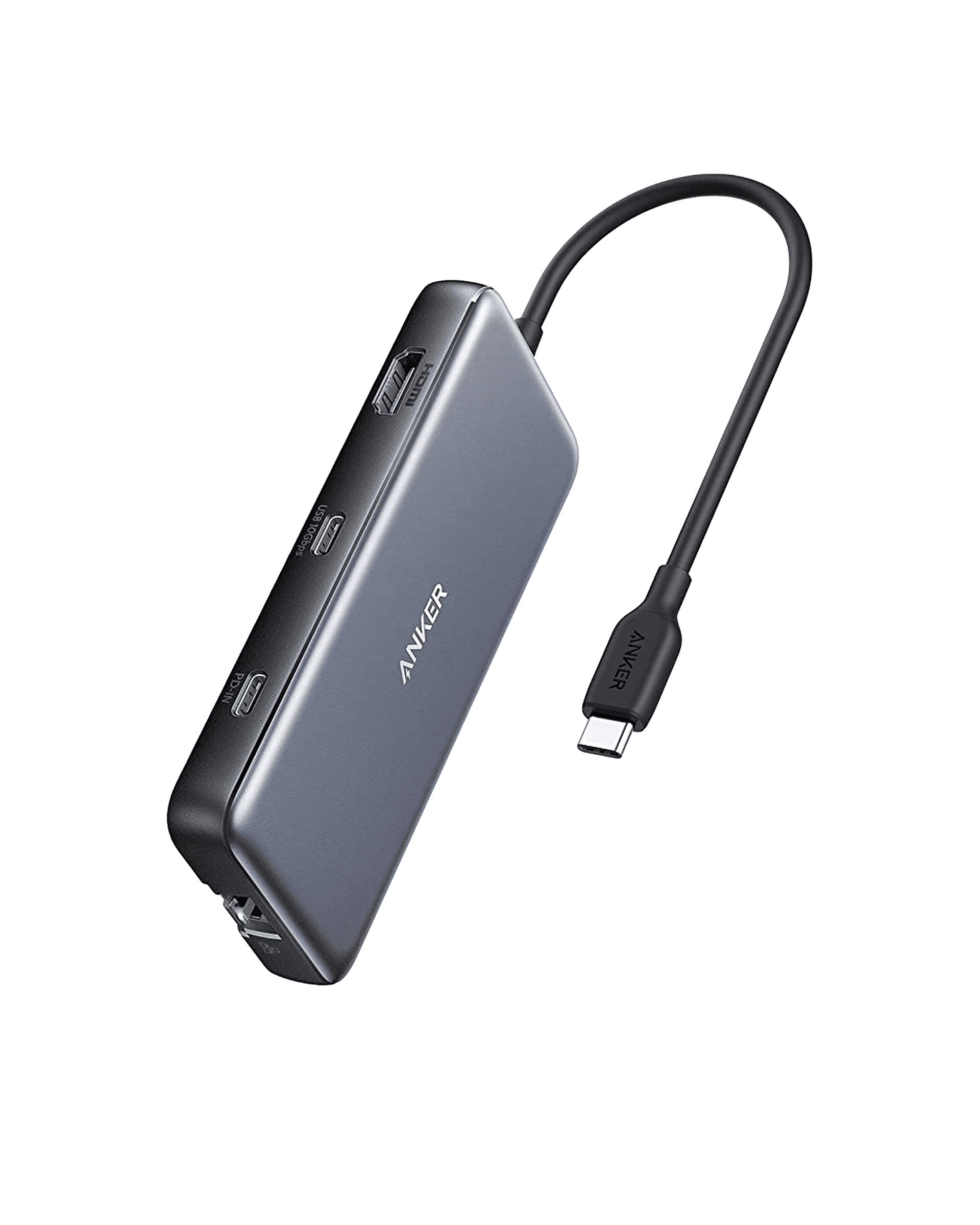 Anker 555 eight-in-one USB-C hub with ports visible on white background