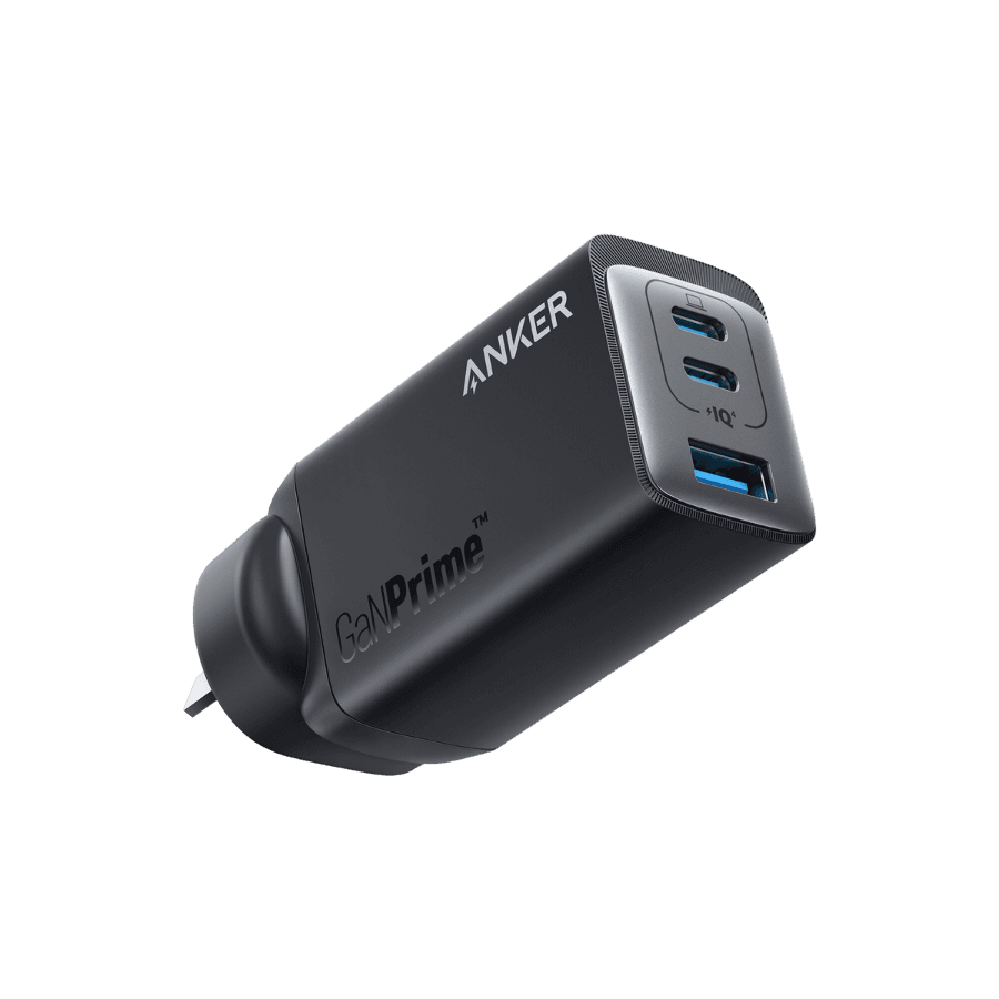 Anker 735 GaNPrime 65W multiport charger showing ports on white background
